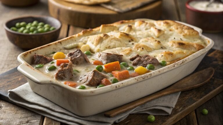 White Gravy in Casserole with Vegetables and Venison Sausage Magic 2 white gravy in casserole with vegetables and venison sausage